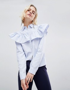 Рубашка с синими полосками и оборками Unique 21 - Синий Unique21