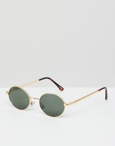Золотистые солнцезащитные овальные очки Monki - Золотой
