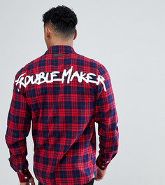 Рубашка в клетку на молнии с надписью Trouble Maker на спине Just Junkies - Красный