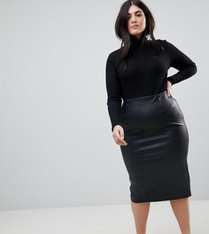Юбка миди из искусственной кожи ASOS DESIGN Curve - Черный