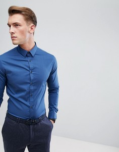 Синяя узкая строгая рубашка с длинными рукавами Celio - Синий