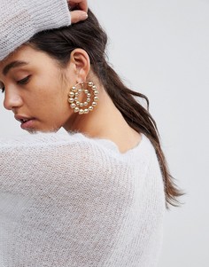 Золотистые серьги-кольца Steve Madden - Фиолетовый