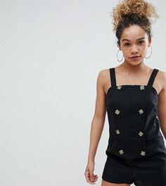 Ромпер с пуговицами Miss Selfridge Petite - Черный