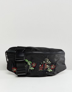 Черная сумка-кошелек на пояс с вышивкой River Island - Черный
