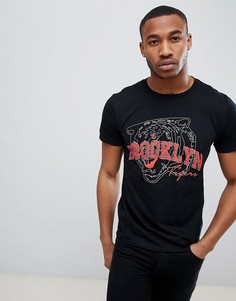 Черная футболка с принтом Brooklyn boohooMAN - Черный