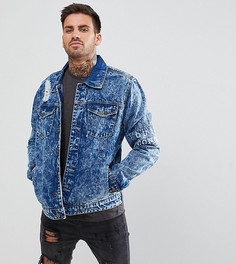 Рваная джинсовая куртка с эффектом кислотной стирки Brooklyn Supply Co - Синий