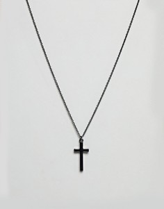 Ожерелье цвета пушечной бронзы с крестом Icon Brand - Серебряный