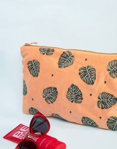 Бархатная дорожная сумочка с листьями Elizabeth Scarlett - 20 x 30 см - Мульти