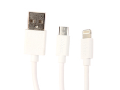 Аксессуар Inkax кабель 2в1 microUSB/iPhone 5/6/7 для Apple iPhone 5/6/7 CK-37 White