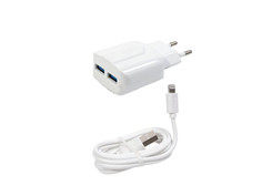 Зарядное устройство Inkax СЗУ 2в1 8pin для iPhone 5/6/7 CD-21-IP White