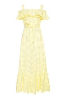 Желтое хлопковое платье с поясом ЛИ ЛУ