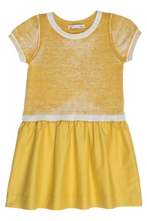 Хлопковое платье с золотистой отделкой Bonpoint