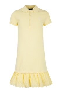 Желтое платье-футболка с оборкой Ralph Lauren Children