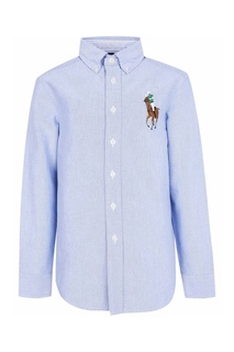 Голубая рубашка с цветной вышивкой Ralph Lauren Children