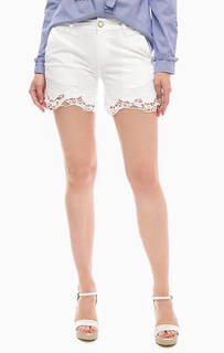Белые шорты из денима с кружевными вставками Guess