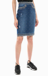 Джинсовая юбка-карандаш с декоративной отделкой Liu Jo