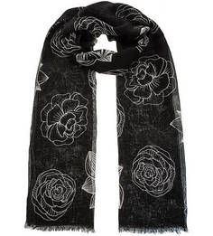 Черный палантин с цветочным принтом Coccinelle