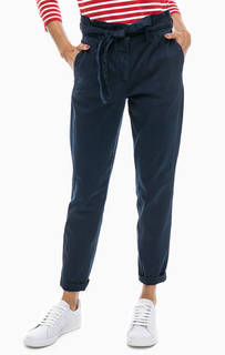 Зауженные хлопковые брюки синего цвета TOM Tailor