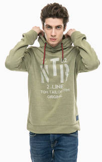 Хлопковая толстовка цвета хаки с капюшоном TOM Tailor