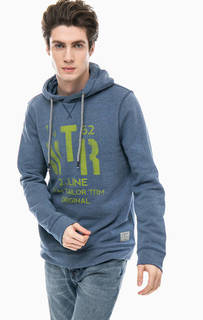 Хлопковая толстовка синего цвета с капюшоном TOM Tailor