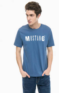 Хлопковая футболка с логотипом бренда Mustang