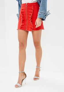 Юбка LOST INK DENIM ZIP THROUGH FRILL MINI