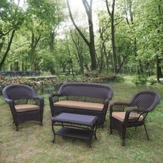 Плетеный диван с креслами и столиком Afina garden LV130 brown/beige