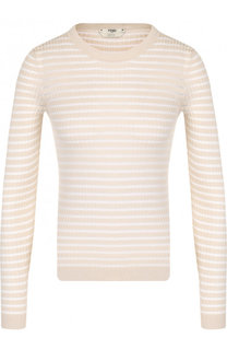 Шелковый пуловер в полоску с круглым вырезом Fendi