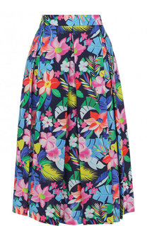 Хлопковая юбка-миди с цветочным принтом Van Laack