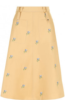 Хлопковая юбка-миди с цветочной вышивкой Golden Goose Deluxe Brand