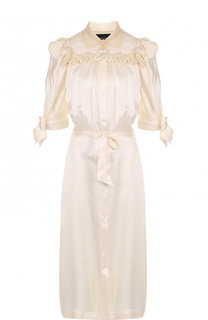 Шелковое платье-миди с оборками и поясом Simone Rocha