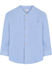 Льняная рубашка с воротником-стойкой Il Gufo