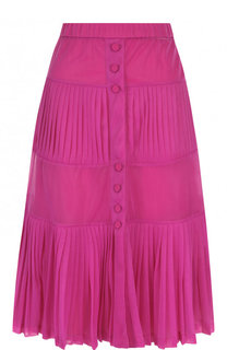 Однотонная юбка-миди с плиссированными вставками No. 21