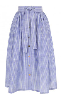 Хлопковая юбка-миди в полоску с поясом Stella Jean