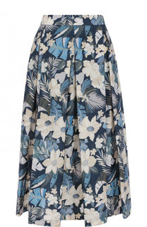 Хлопковая юбка-миди с цветочным принтом Van Laack