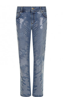 Укороченные расклешенные джинсы с пайетками Escada