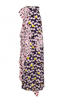 Платье-миди с цветочным принтом и плиссированными оборками Kenzo