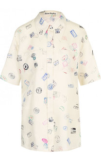 Блуза из вискозы с принтом и коротким рукавом Acne Studios