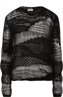 Пуловер фактурной вязки с круглым вырезом Saint Laurent