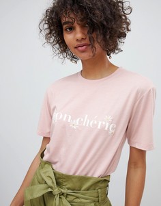 Свободная футболка с принтом Mon Cherie Neon Rose - Розовый