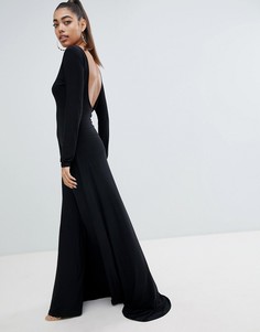 Платье макси с открытой спиной и разрезом Fashionkilla - Черный