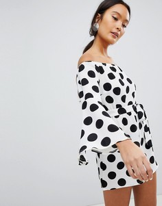 Ромпер в горошек с открытыми плечами Parisian - Мульти