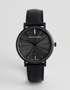 Часы с черным кожаным ремешком Larsson & Jennings Aurora 38 мм - Черный