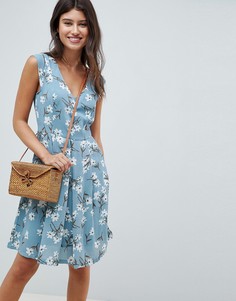Короткое приталенное платье с цветочным принтом Louche - Синий