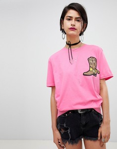 Свободная футболка с нашивкой Ragyard - Розовый