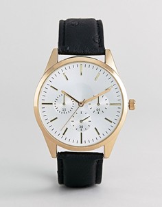 Золотистые часы с черным ремешком Burton Menswear - Черный