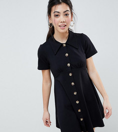Платье-рубашка с черепаховыми пуговицами ASOS DESIGN Petite - Черный