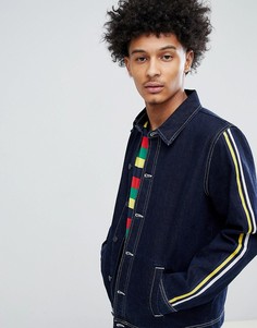 Синяя джинсовая спортивная куртка с полосками на рукавах ASOS DESIGN - Синий