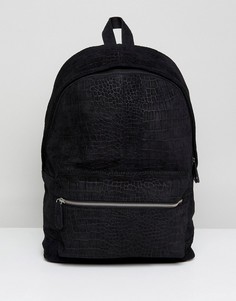 Черный замшевый рюкзак в винтажном стиле с эффектом крокодиловой кожи ASOS DESIGN - Черный