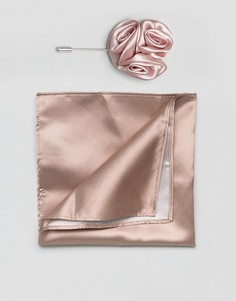 Булавка на лацкан и платок для нагрудного кармана Gianni Feraud Wedding - Розовый